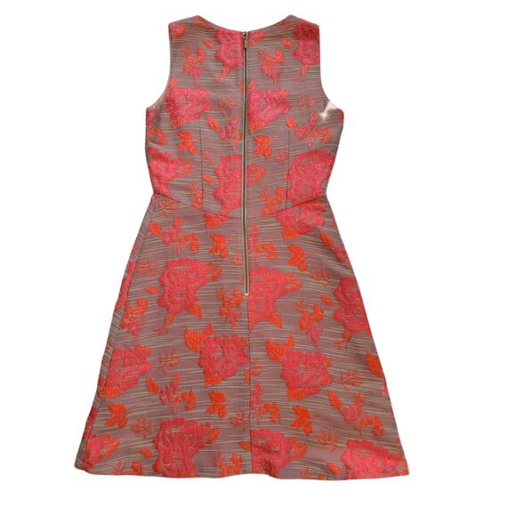 Antonio Melani Floral Jacquard Fit Flare Dress Beige Pink Size 2 - Picture 2 of 10